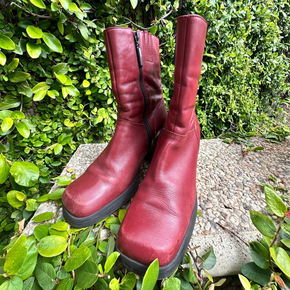 Tommy Hilfiger Red Heeled Square Toe Boots